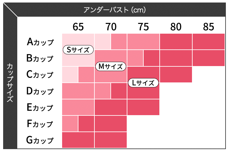 アップミースタイリングブラのサイズ表